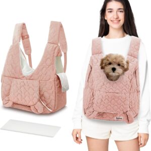 Pet Carrier Backpack, Adjustable Pet Front Cat Dog Carrier Backpack Travel Bag for Small Medium Dogs Cats and Rabbits, Safety Strap with Removable Bottom Plate for Camping Hiking Traveling