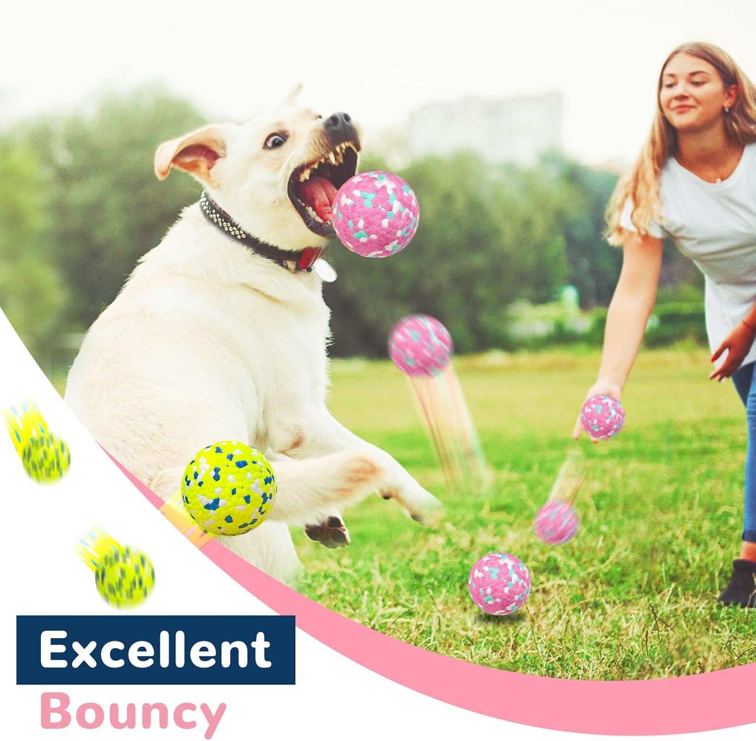 Petcare 2 Pack Dog Balls Toys for Aggressive Chewers Indestructible Tennis Balls for Medium Large Dogs Water Toy Chew Ball Tough Durable Big Dog Toys Bouncing Ball for Dogs to Fetch, Pink+Green - Image 4