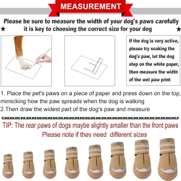 QUMY 4PCS Dog Boots for Large Dogs, Medium Dog Shoes & Paw Protectors for Hot Pavement, Summer Heat Protection, Mesh Breathable Nonslip Dog Booties for Hardfloors, Walking Running Hiking Khaki Size 8 - Image 2