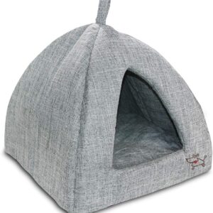 Pet Tent - Soft Bed for Dog and Cat by Best Pet Supplies - Gray Linen, 19" x 19" x H:19"