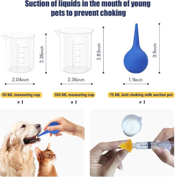 Kitten Bottle Feeding Kit, Pet Bottle, Silicone Nipples, 10 FR Feeding Tube, Pet Pill Shooter, Aspirator Bulb, Small Animal Feeding Supplies, for Tiny Animal, Kitten, Puppy, Rabbit, Squirrels - Image 5