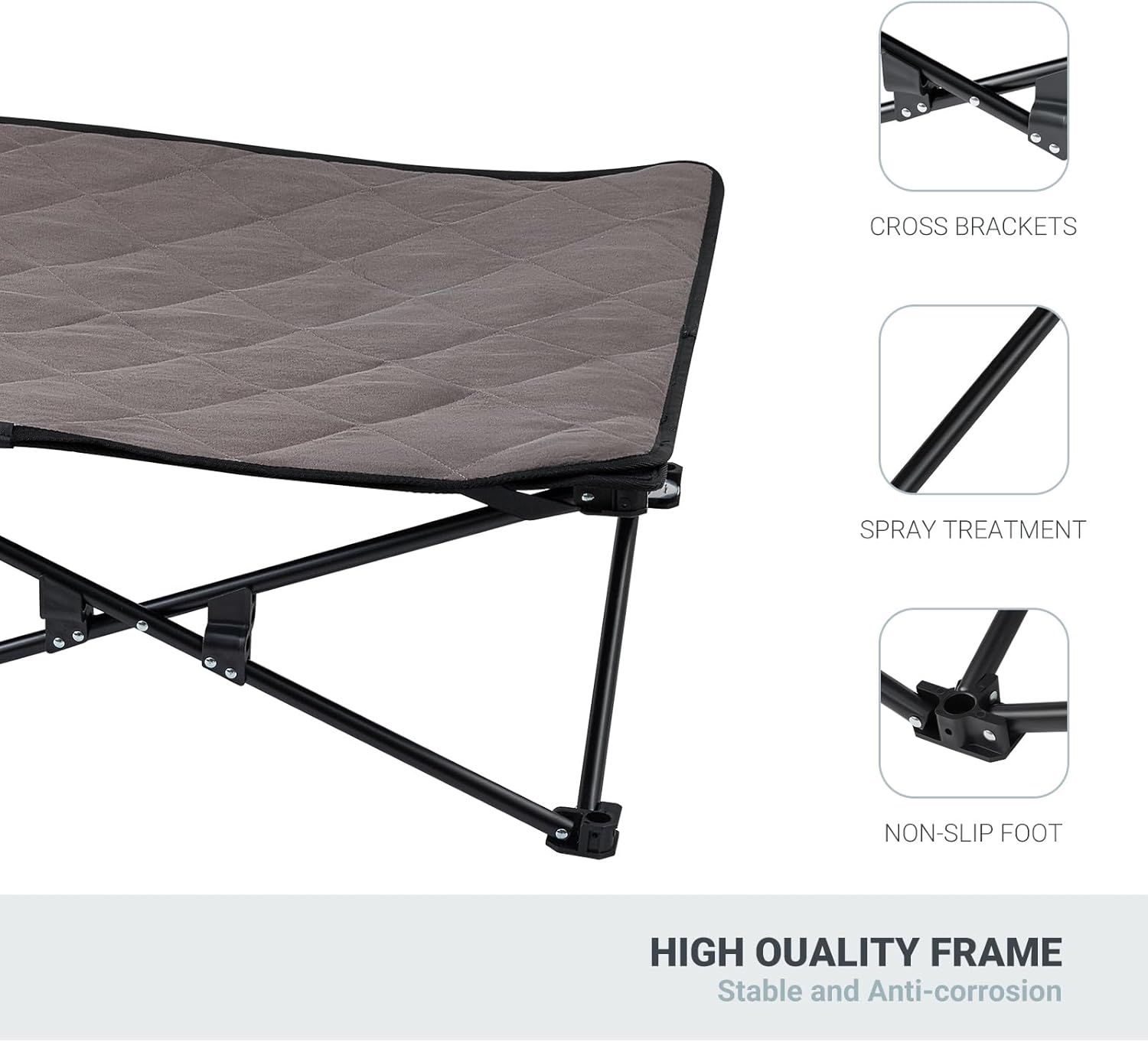 KingCamp Elevated Dog Bed - Portable, Folding Dog Cot for Outdoor Travel with Washable Mesh, Supports Small to Large Pets Up to 110lbs, Includes Carry Bag - Black - Image 5