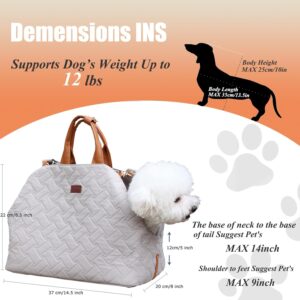 Small Dog Carriers Purse Bag,Dual Use,Car Safety Seat Light Cozy Pet Bed Kennel for Puppies Cats Lightweight Bags Fashion Woman Handbag Totes Go Vet Outdoor(Grey)