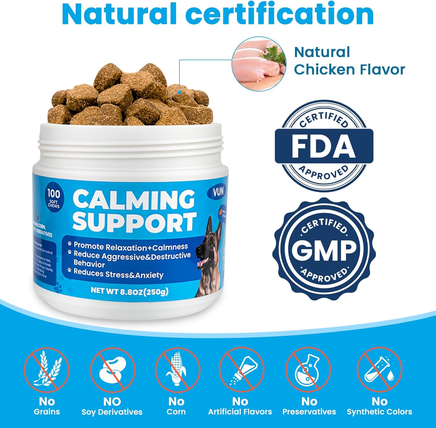 Dog Calming Chews for Anxiety Relief-Natural Stress Support with Chamomile,Valerian Root, Melatonin & L-Theanine- Helps for Separation,Barking,Thunderstorm,Fireworks,Travel,Vet Visit -100 Soft Chews - Image 6