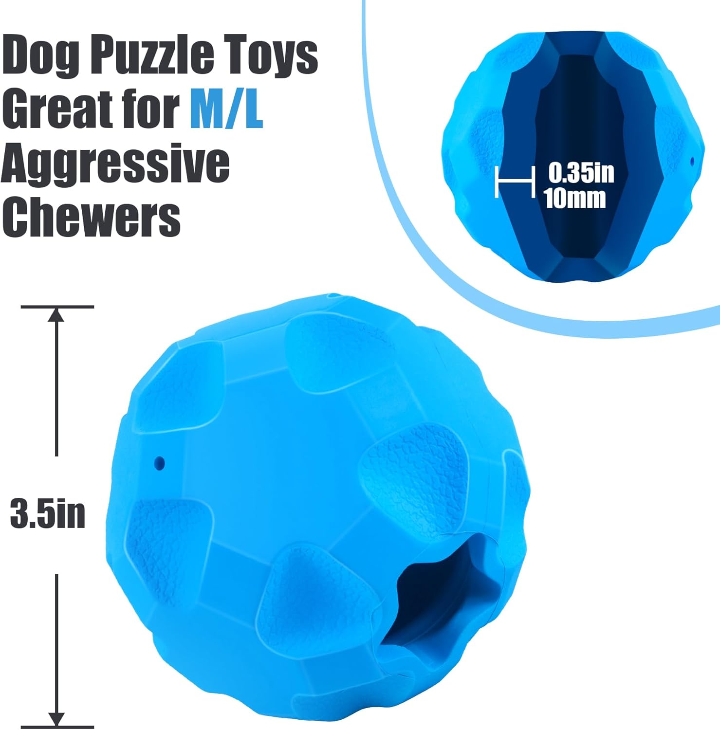 Interactive Dog Ball Treat Dispensing Dog Toys for Aggressive Chewers Large Breed, Rubber Balls for Dogs, Cognitive Dog Toys to Keep Them Busy, Dog Treat Toy Ball Dispenser - Image 2