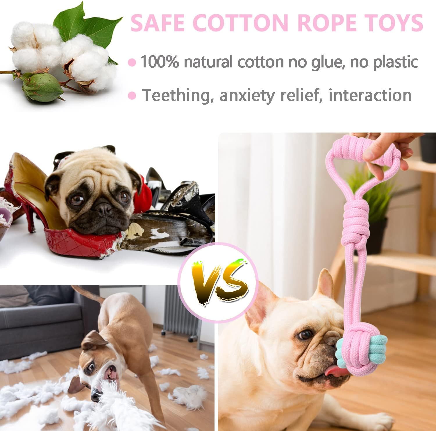 Puppy Teething Chew Toys for Small Dogs - Interactive Rope Toy, Balls, Ring, and Storage Basket (C) - Image 4