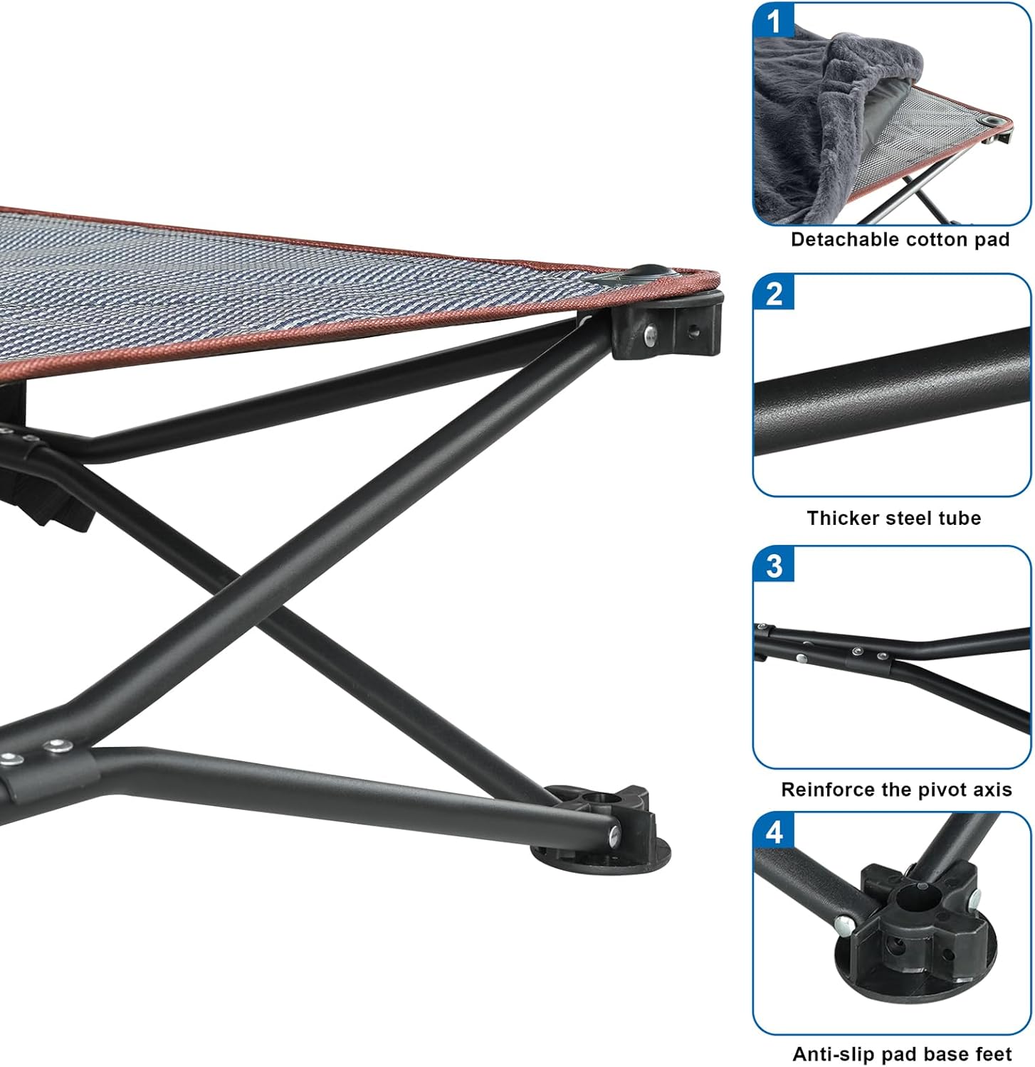 unp Foldable Dog Bed Pop up - 36 x 36 x 10 inch Elevated Pet Cot Outdoor Breathable - Removable Plush Pad & Carrying Bag Raised Dog Camping Bed (Grey, L PRO) - Image 5