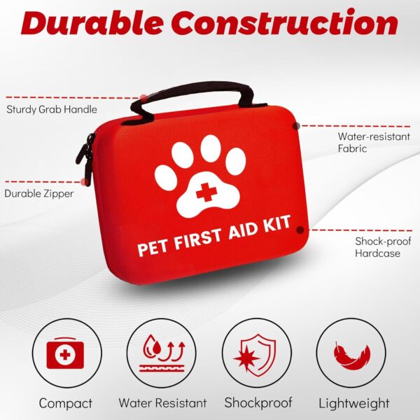 Generic Dog First Aid Kit, Pet First Aid Kit for Dogs and Cats, Home Office Travel Car First Aid Kit Emergency Kit Dog Travel Kit for Hiking, Dog Medical kit Emergency Survival Kit, Red - Image 3