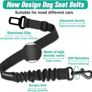 COOYOO Dog Seat Belt, Durability Retractable Dog Car Harness Adjustable Dog Seat Belt for Vehicle Nylon Pet Safety Seat Belts Heavy Duty & Elastic (1 Pack Black)