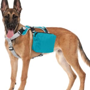 Dog Backpack for Medium Large Dogs, Tactical Dog Backpack Harness, Dogs Backpack Carrier Vest with Side Pockets for Hiking, Camping, Travel, German Shepherd, Labrador (Blue, Large)