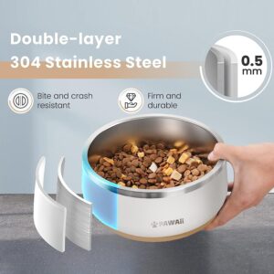 Pawaii Dog Food and Water Bowl with Non – Slip Rubber Base, Meta...