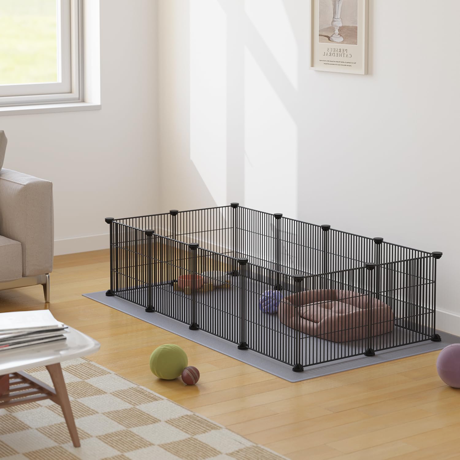 DIY Small Animal Pet Playpen, Guinea Pig Cages, Rabbit Playpen, Dog/ Puppy Playpen, Indoor Portable Metal Wire Yard Fence, 15 X 12 Inch, 12 Panels, Black - Image 6