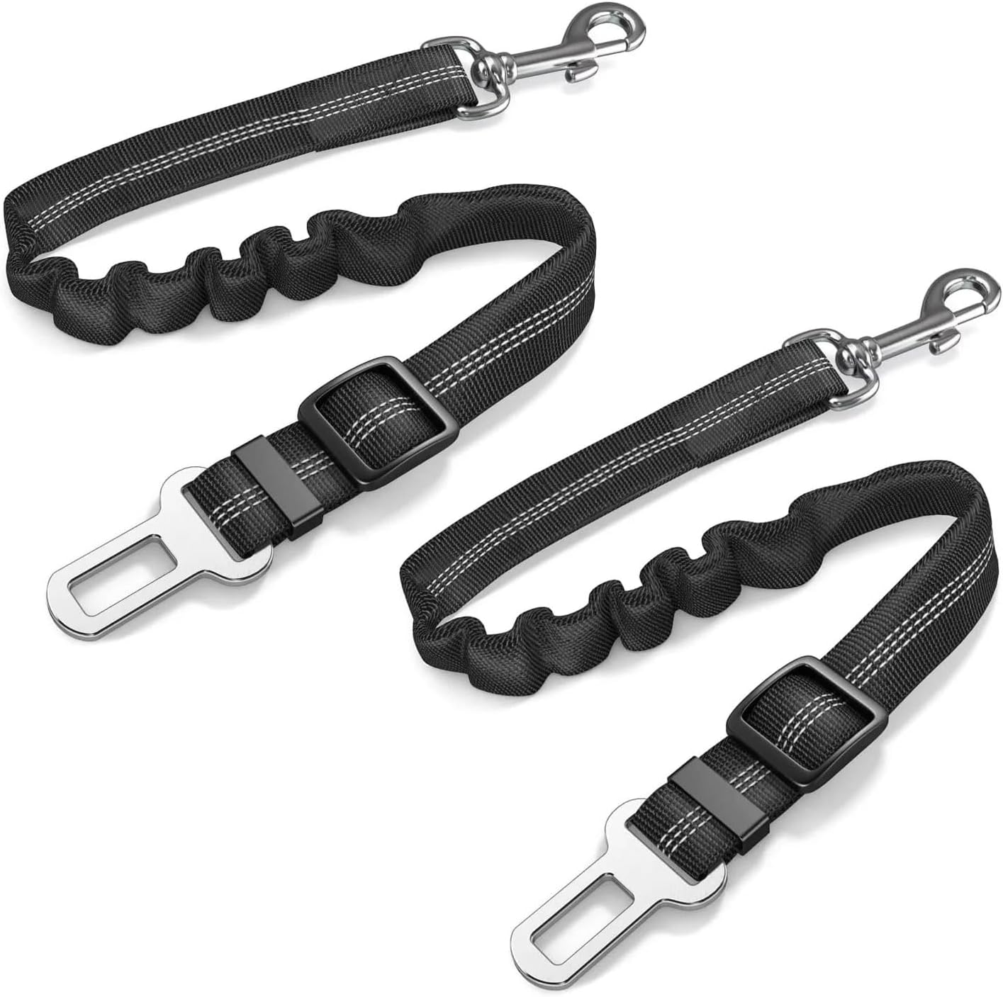 CZZY Adjustable Dog Car Seat Belt – Heavy-Duty, Retractable & Elastic Nylon Pet Safety Harness – Black - Image 4