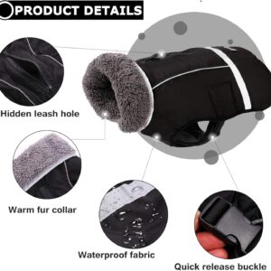 QBLEEV Warm Dog Coat Reflective Jacket, Waterproof Winter Coat Turtleneck Dog Clothes for Cold Weather, Thick Fleece Snowsuit Christmas Vest for Small to Large Dogs