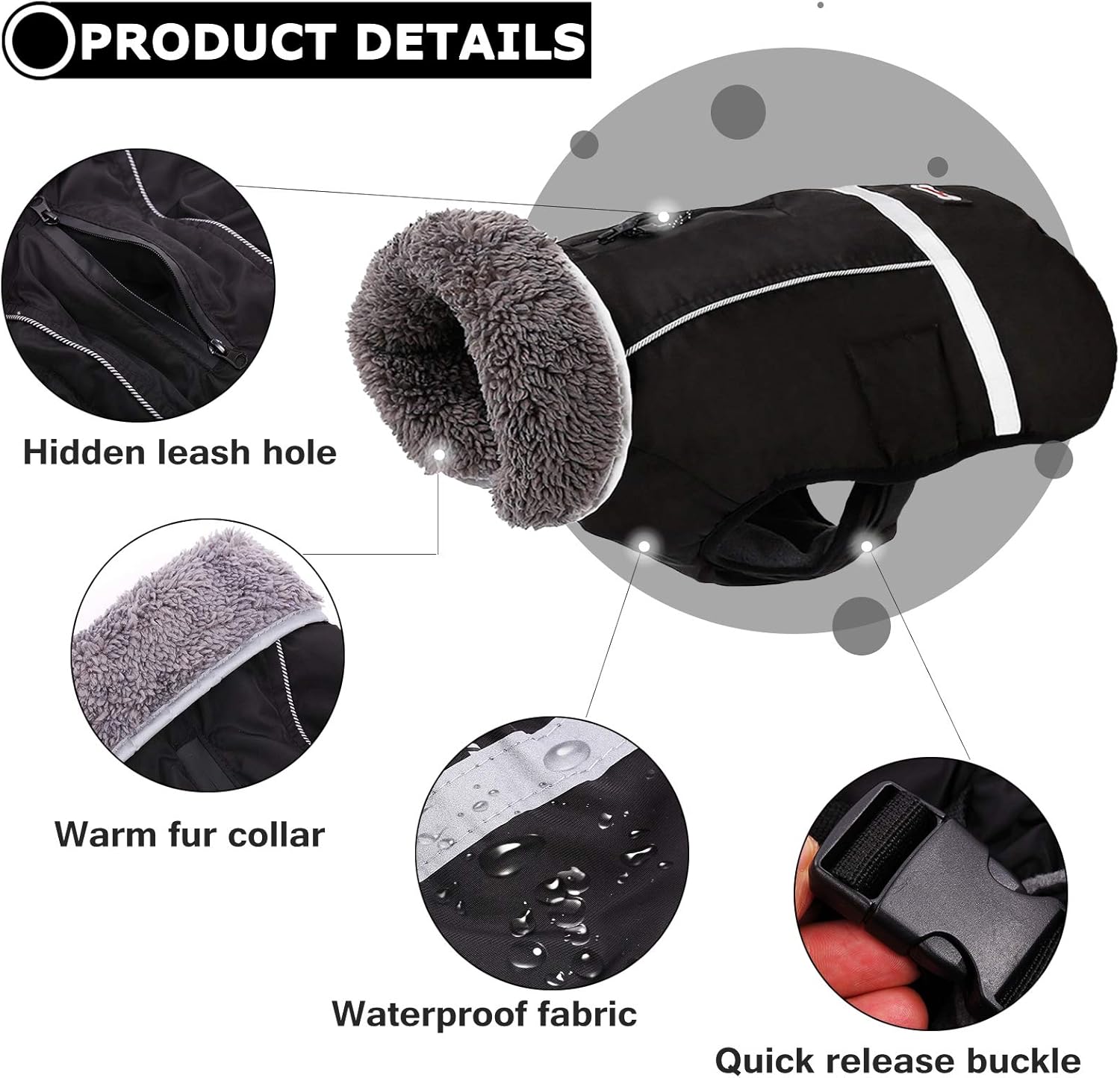 QBLEEV Warm Dog Coat Reflective Jacket, Waterproof Winter Coat Turtleneck Dog Clothes for Cold Weather, Thick Fleece Snowsuit Christmas Vest for Small to Large Dogs - Image 2