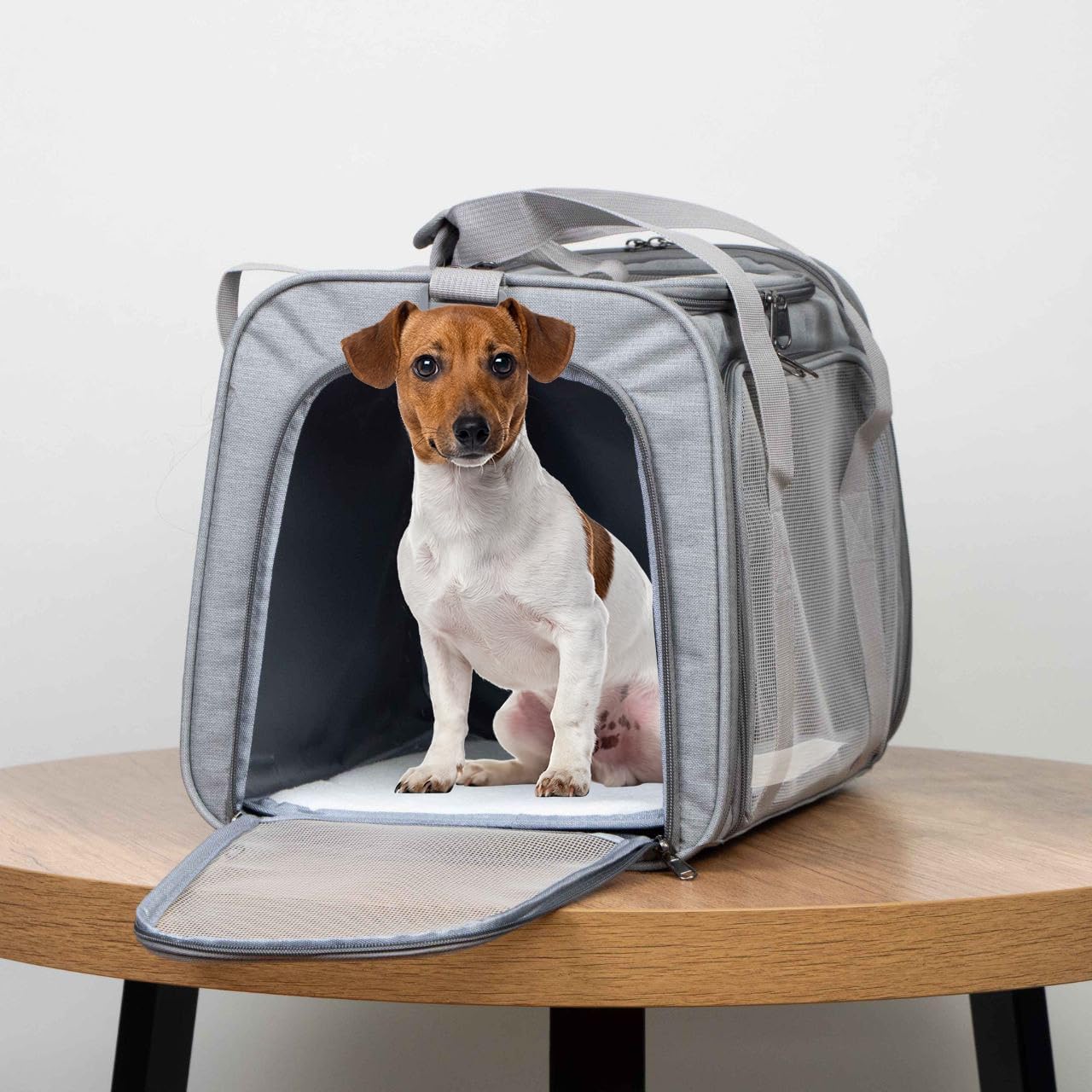 Airline Approved Soft Sided Pet Carrier for Small and Medium Dogs, Cats, and Puppies (Up to 15 lbs), Collapsible Portable Travel Bag for Dogs Cats (Grey) - Image 3