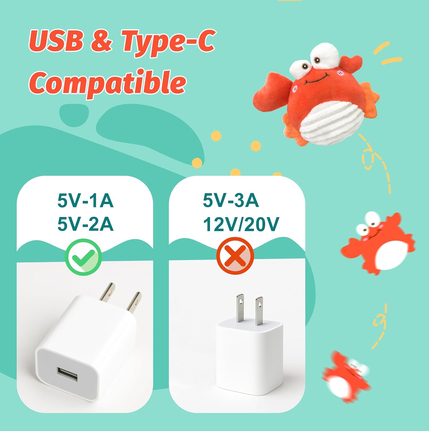 Crab Interactive Dog Toys – Rechargeable Self-Play Toy with Motion-Activated Ball & Music Recording Modes for Small, Medium & Large Dogs, Moving Dog Toy to Keep Them Busy - Image 3