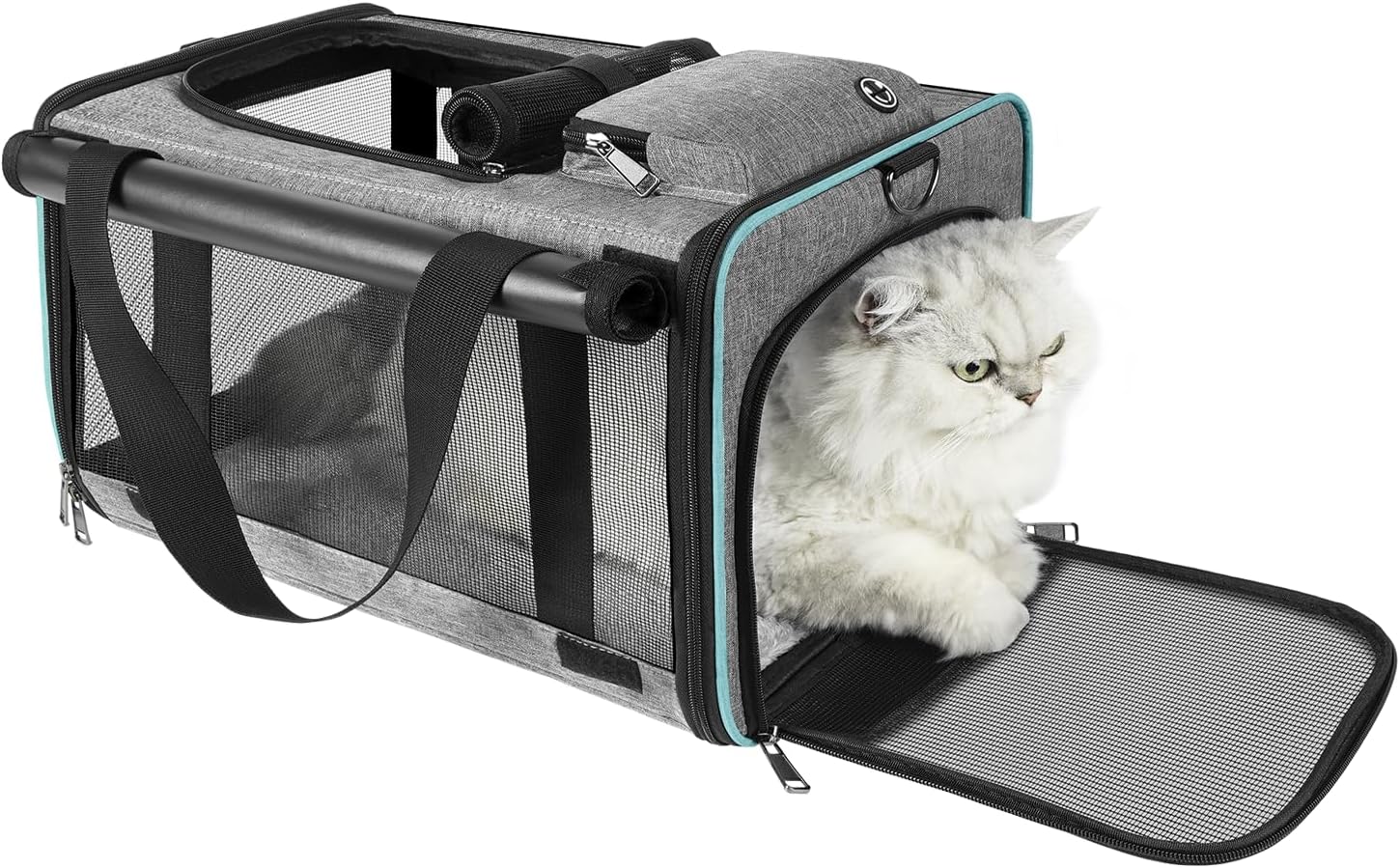 Cat Carrier Alaska Airline TSA Approved 17x11x9.5 Soft-Sided Small Pet Air Travel Carry Bag, Southwest Airplane Kitten 12lbs Crate in Cabin Under-Seat Traveling Cage Tiny Dog Under 8 Pound - Image 8