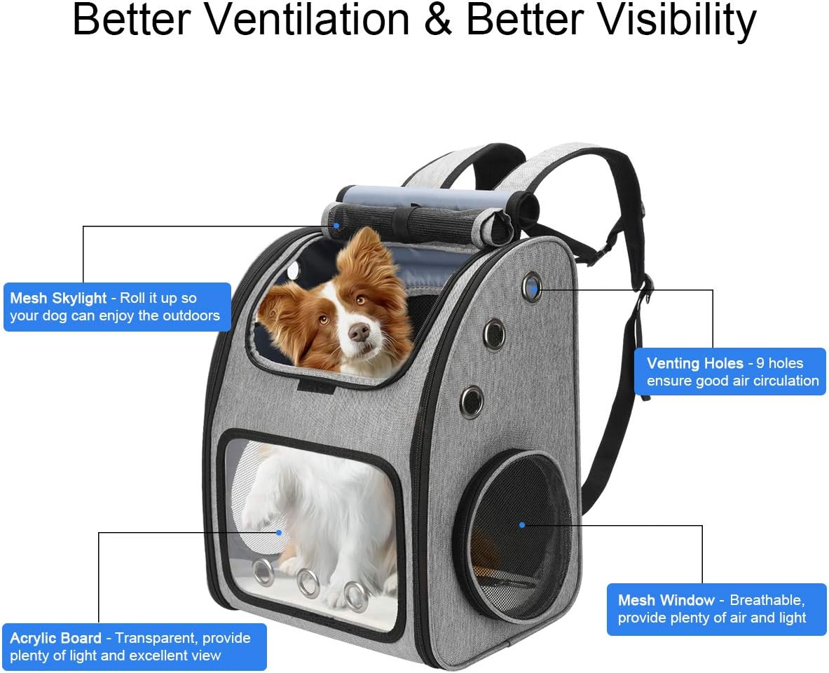 Expandable Pet Carrier Backpack for Cats, Dogs and Small Animals, Portable Pet Travel Carrier, Super Ventilated Design, Airline Approved, Ideal for Traveling/Hiking/Camping - Image 3