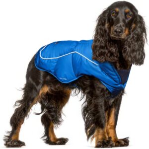 Tuff Pupper Insulated Winter Dog Coat | Waterproof Against Snow & Rain | Premium Padded Cold Weather Jacket | Reflective for Safety | Zipper Opening for Harness | Adjustable Sizing (Blue/M)