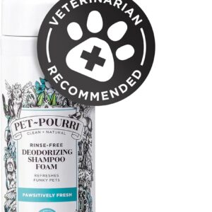 Poo-Pourri Rinse-Free Deodorizing Dry Shampoo for Dogs & Cats – Moisturizing Skin & Coat Soothing Formula – Plant Based Ingredients – Pineapple, Jasmine & Pear – No Rinse Foam Shampoo for Pet Odor