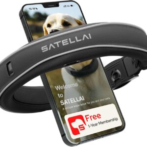SATELLAI GPS Dog Collar, Gray [Free 1-Year Membership] The Most Advanced Dog Wireless Fences with AI Analysis, Precise Position, 5-Day Battery, and IP68 Waterproof, Flexible Virtual Fencing for Dogs