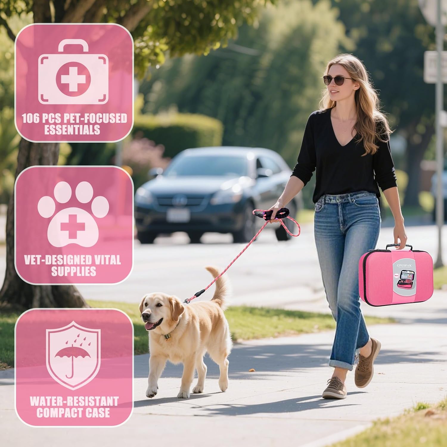 Pet First Aid Kit for Dogs - Pet Emergency Kit for Camping Hiking Traveling Hunting and Sports (Pink) - Image 7