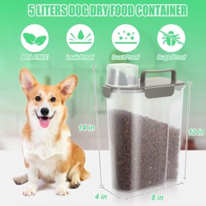 Dog Food Storage Container 5-7Lbs with Large Spout & Cup, 5L Cat Food Container Airtight, Travel Pet Dry Food Holder, BPA-Free Plastic Food Dispenser for Pet Food, Bird Seed, Fish Food, etc