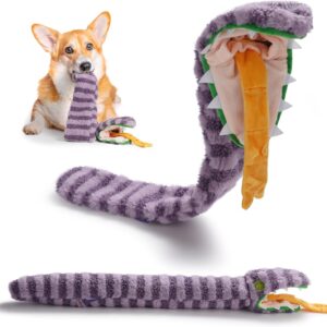 Hide and Seek Dog Toys, No Stuffing Snake Squeaky Dog Toy, Puppy Toys for Teething, Tug of War Toy for Small Medium and Large Breed Durable Dog Toy to Keep Them Busy