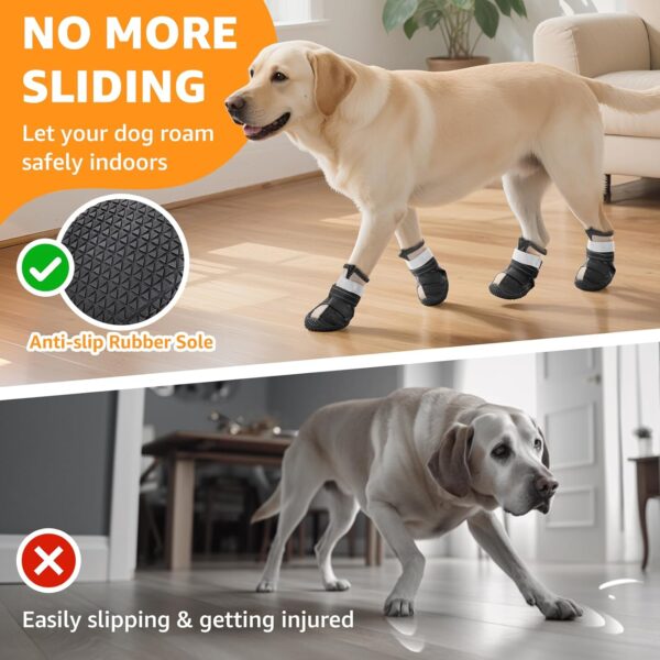 Dog Shoes for Large Dogs, Breathable Dog Booties for Hot Pavement, Anti-Slip Rubber Dog Booties Paw Protectors with Reflective Strap for Outdoor Walking Hardwood Floor Hiking, Size 6 - Image 7