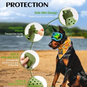 Dog Shoes for Hot Pavement – Dog Shoe for Medium Dogs, Dog Boots Paw Protectors, Easy ON & Off, Non-Slip, Waterproof, Easy-Clean Dog Booties for Beach and Snow (Olives, Medium)