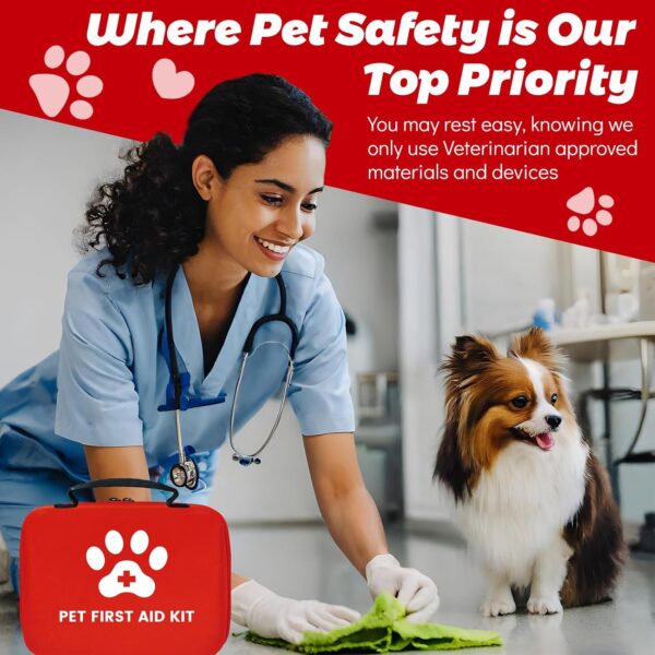 Generic Dog First Aid Kit, Pet First Aid Kit for Dogs and Cats, Home Office Travel Car First Aid Kit Emergency Kit Dog Travel Kit for Hiking, Dog Medical kit Emergency Survival Kit, Red - Image 6