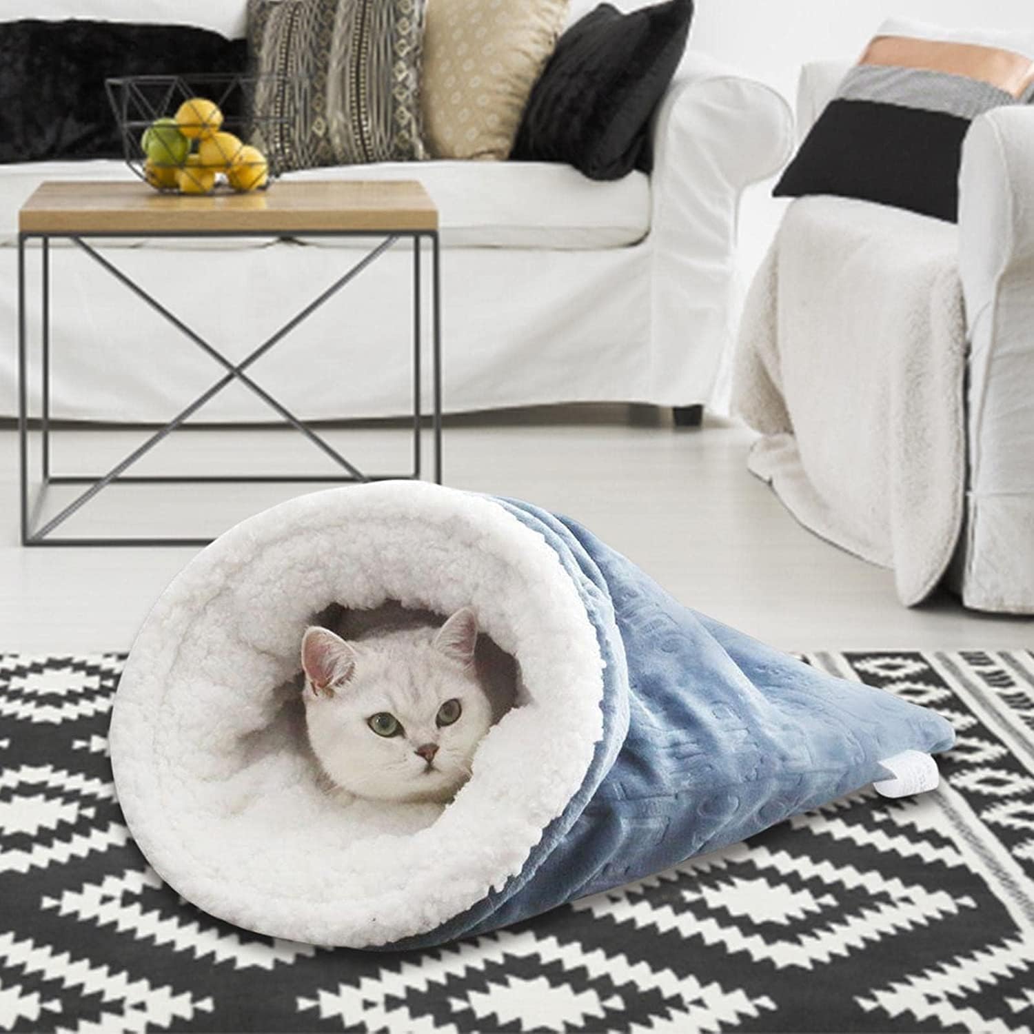 Cat Winter Sleeping Bag, Bed Cave, Soft Plush Large Sack Self Warm Bed, Pet Mat Warming Pad for Indoor Cats and Small Dogs - 19.6 * 18.5 Inch (Gray) - Image 3