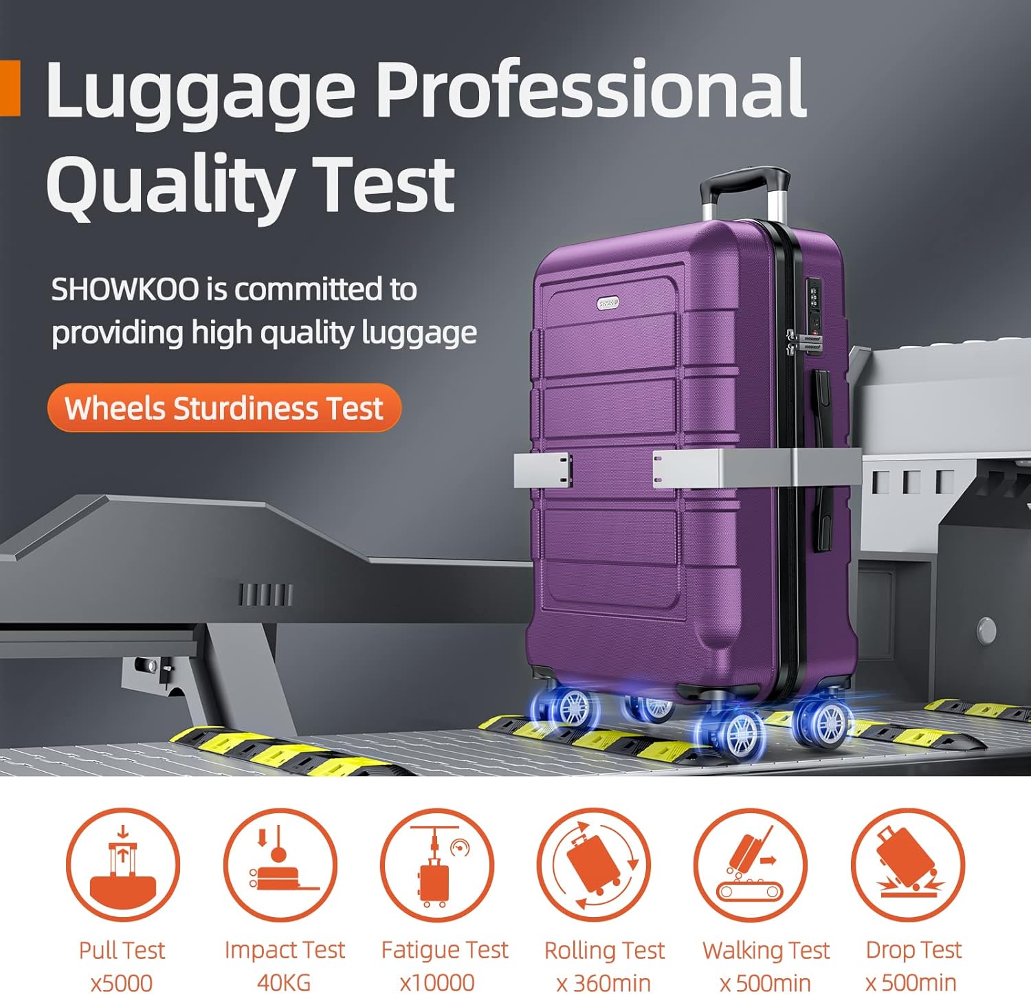 SHOWKOO Luggage Sets Expandable PC+ABS Durable Suitcase Sets Double Wheels TSA Lock 4 Piece Luggage Set Purple - Image 7