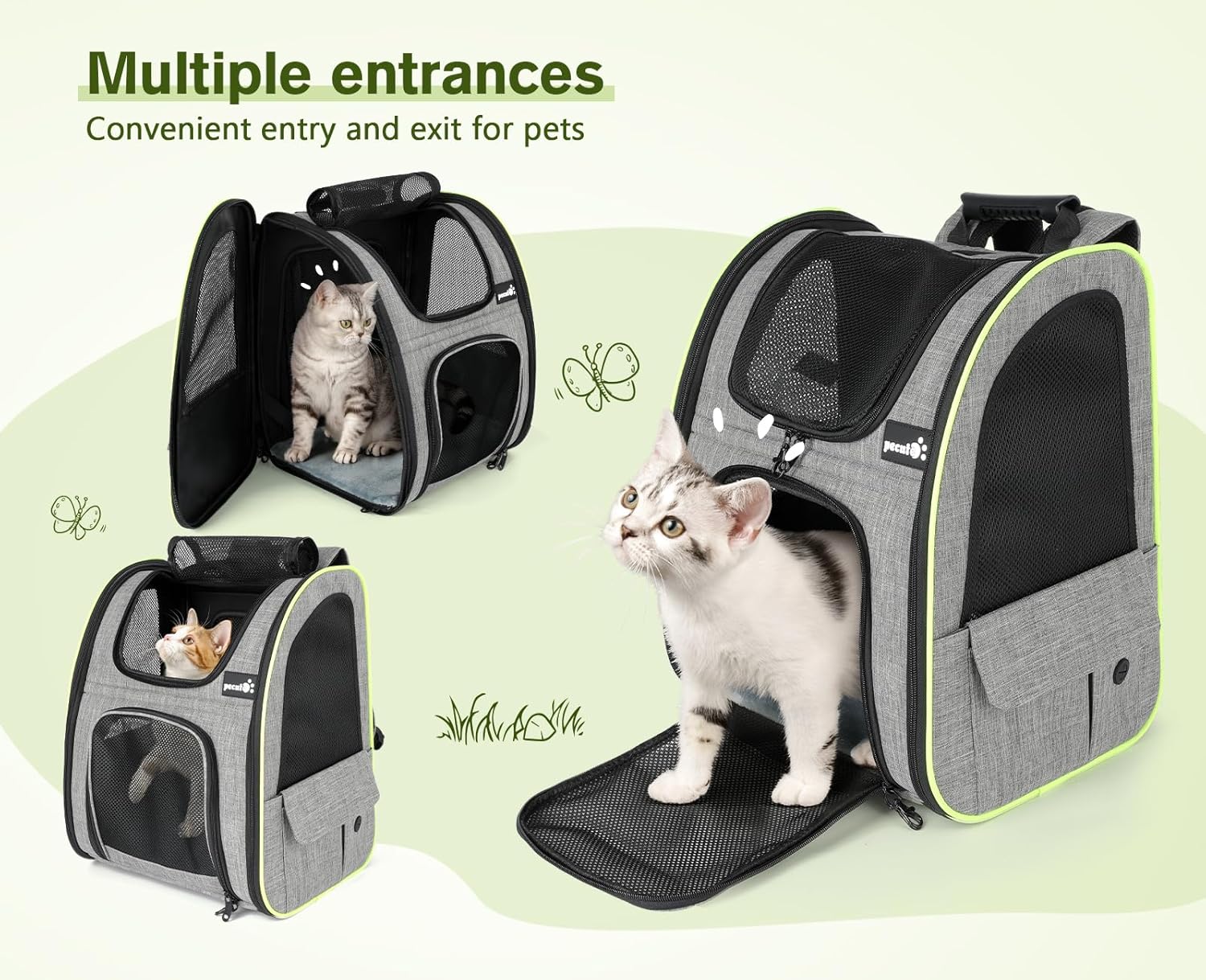 Pecute Cat Carrier Backpacks, Expandable Cat Backpack with Breathable Mesh, Pet Carrier Backpack for Cats Small Dogs Puppies Up to 17 Lbs, Dog Carrier Backpack Great for Travel Hiking Camping Outdoor - Image 7
