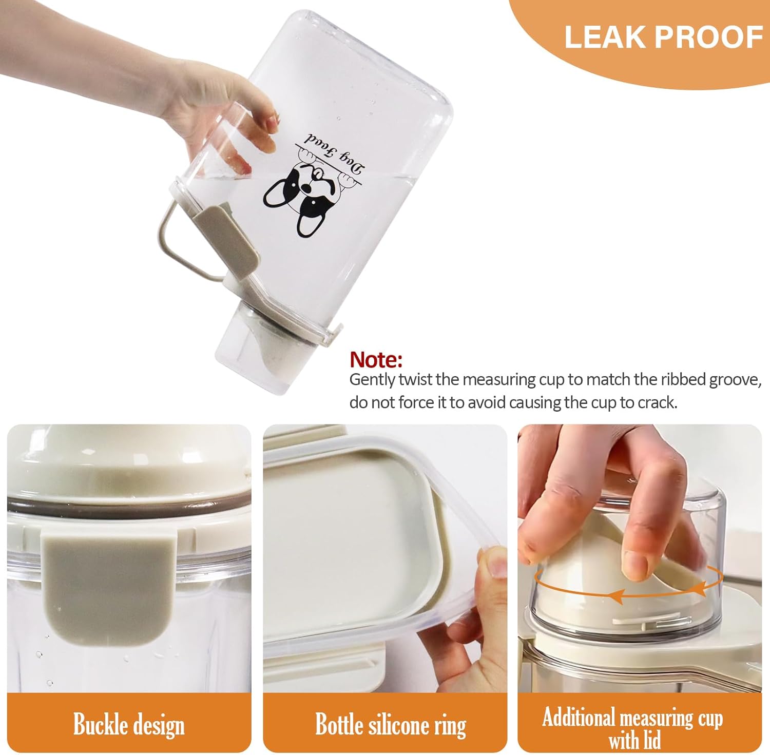 Dog Food Storage Container Airtight |3 Qt/2.8 L Clear Plastic Dog Puppy Food Treats Container with Measuring Cup|Hold up to 3.8 lbs of Pet Food|Portable Food Containers for Travel| BPA Free - Image 3