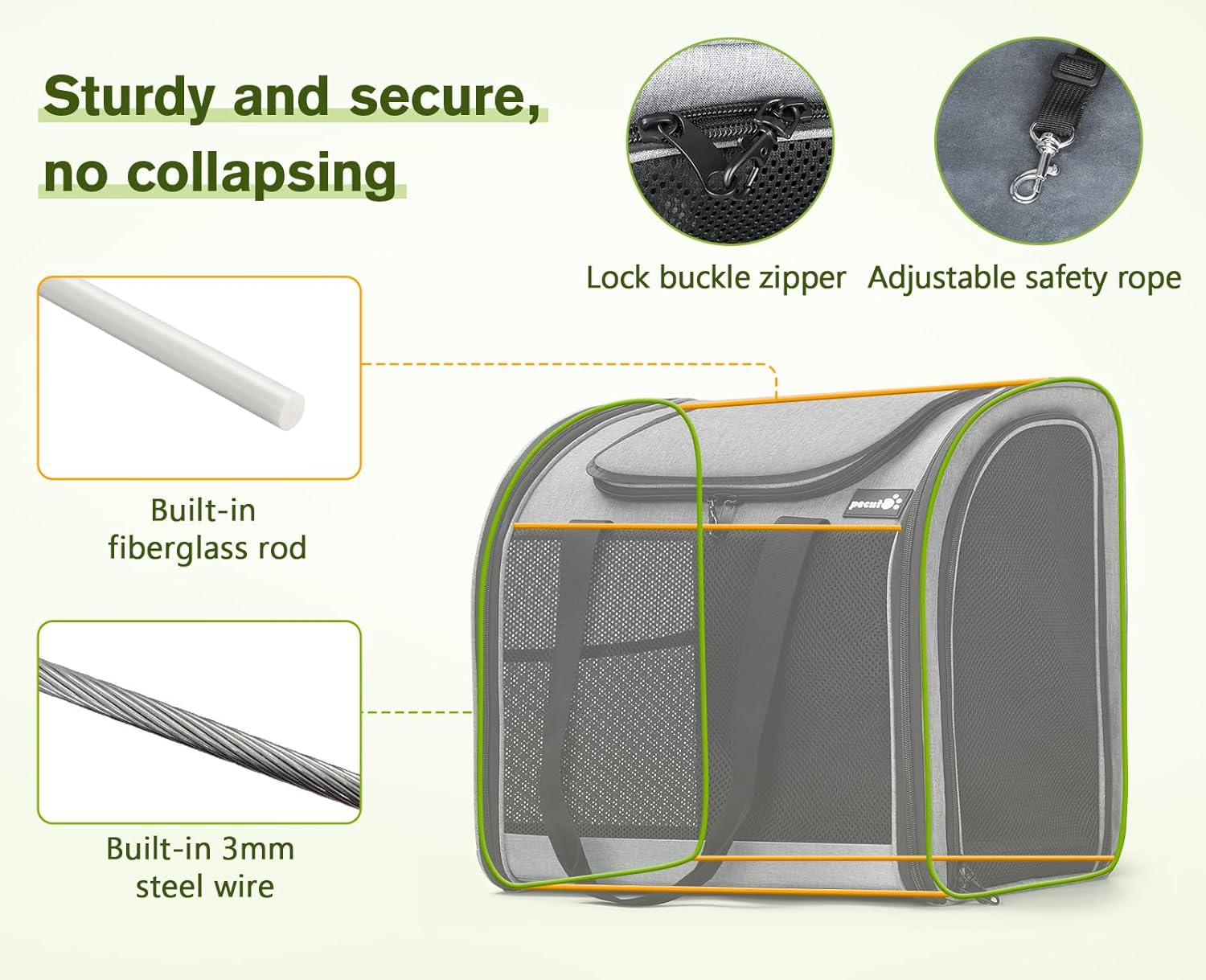 Pecute Cat Backpack with Widened Interior Space, Upgraded Dog Backpack Carrier with Various Ways to Carry, Pet Backpack with Breathable Mesh, Pet Travel Carrier with Soft Padded, Reinforced Support - Image 4