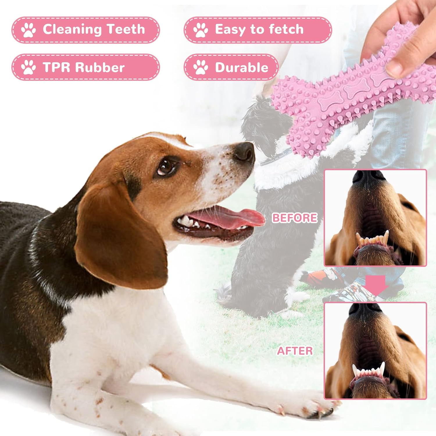 6 Pack Puppy Toys for Teething Small Dogs, Cute Pink Dog Chew Toys for Puppies, Soft Squeaky Dog Toys for Small Breed Cleaning Doggy Teeth, Outdoor Interactive Small Dog Chew Toys Set - Image 6