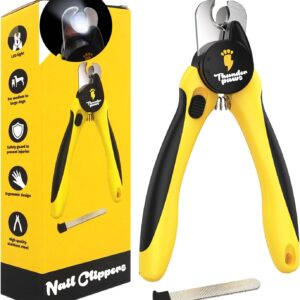 LED Dog Nail Clippers with Light, Trimmers with Protective Guard, Quick Sensor, Safety Lock and Nail File - Suitable for Large and Small Dogs & Cats (Yellow, LED)