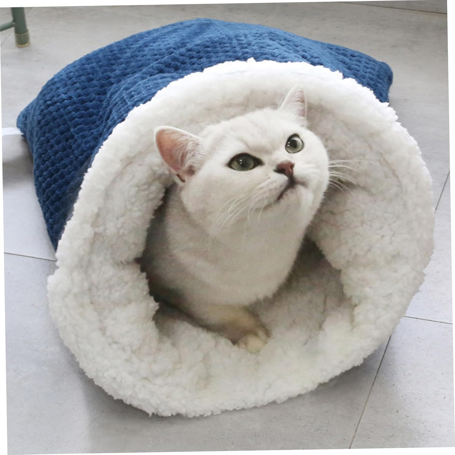 Cat Winter Sleeping Bag, Bed Cave, Soft Plush Large Sack Self Warm Bed, Pet Mat Warming Pad for Indoor Cats and Small Dogs - 19.6 * 18.5 Inch (Gray) - Image 2