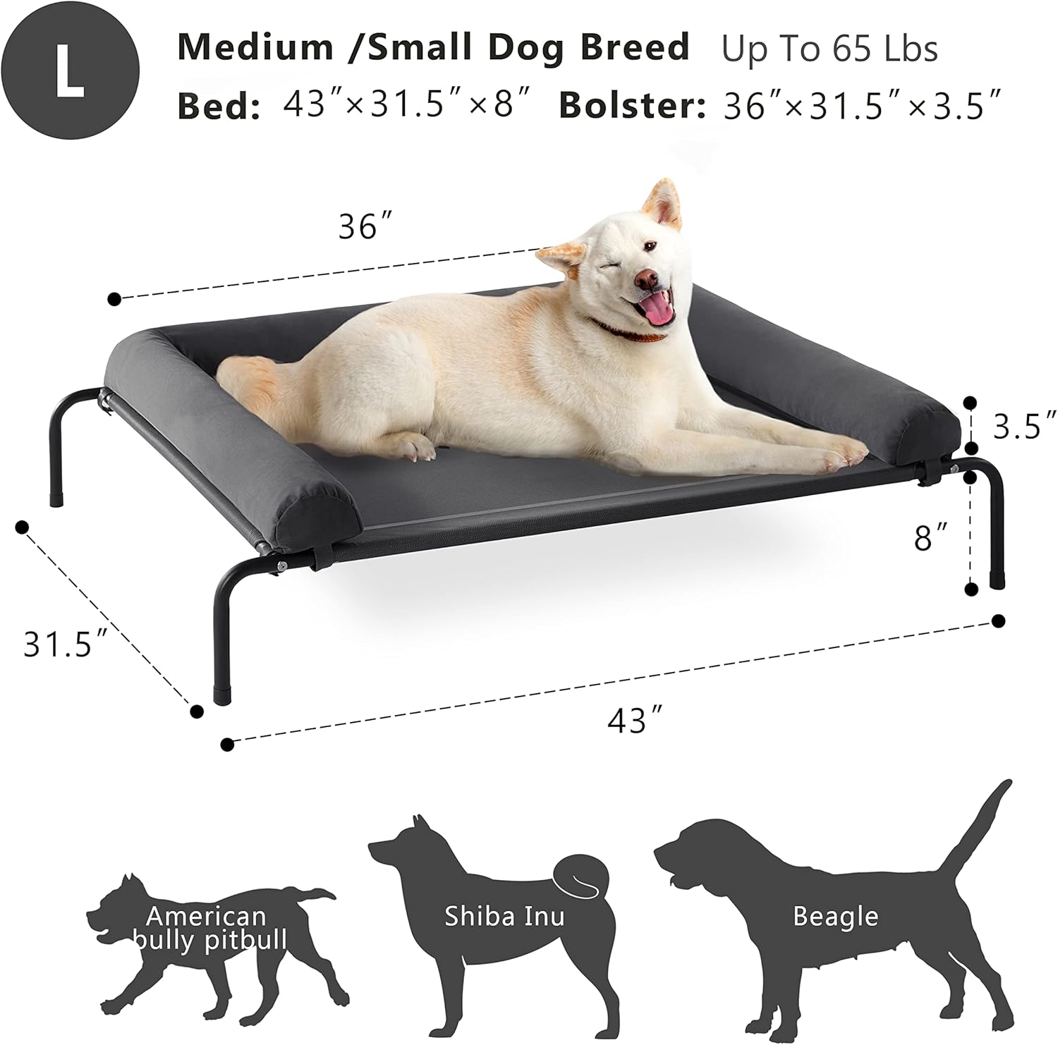 WESTERN HOME Cooling Elevated Dog Bed for Large Dogs, Portable Indoor & Outdoor Raised Dog Bed with Breathable Mesh, Chew Proof Pet Hammock Cots with Removable and Waterproof Bolsters - Image 4