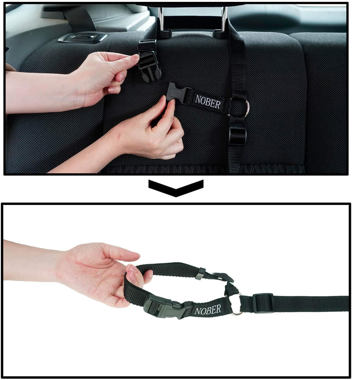 Pet Dog Cat Seat Belts, Car Headrest Restraint Adjustable Safety Leads Vehicle Seatbelt Harness 1 Pack - Image 4