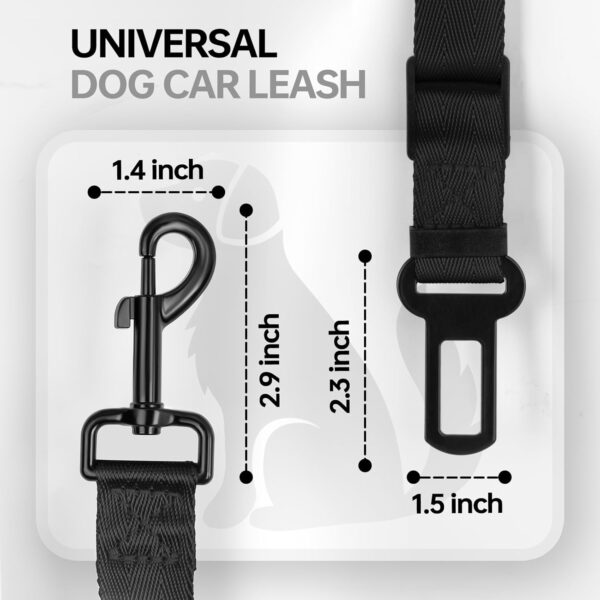 Thickened Dog Seat Belt for Car, 3 Pack Set Retractable Dog Car Leash Adjustable Dog Seat Belt for Vehicle Nylon Pet Safety Seat Belts Heavy Duty & Elastic,Seat Belt for Large Dogs in Car, Black - Image 2