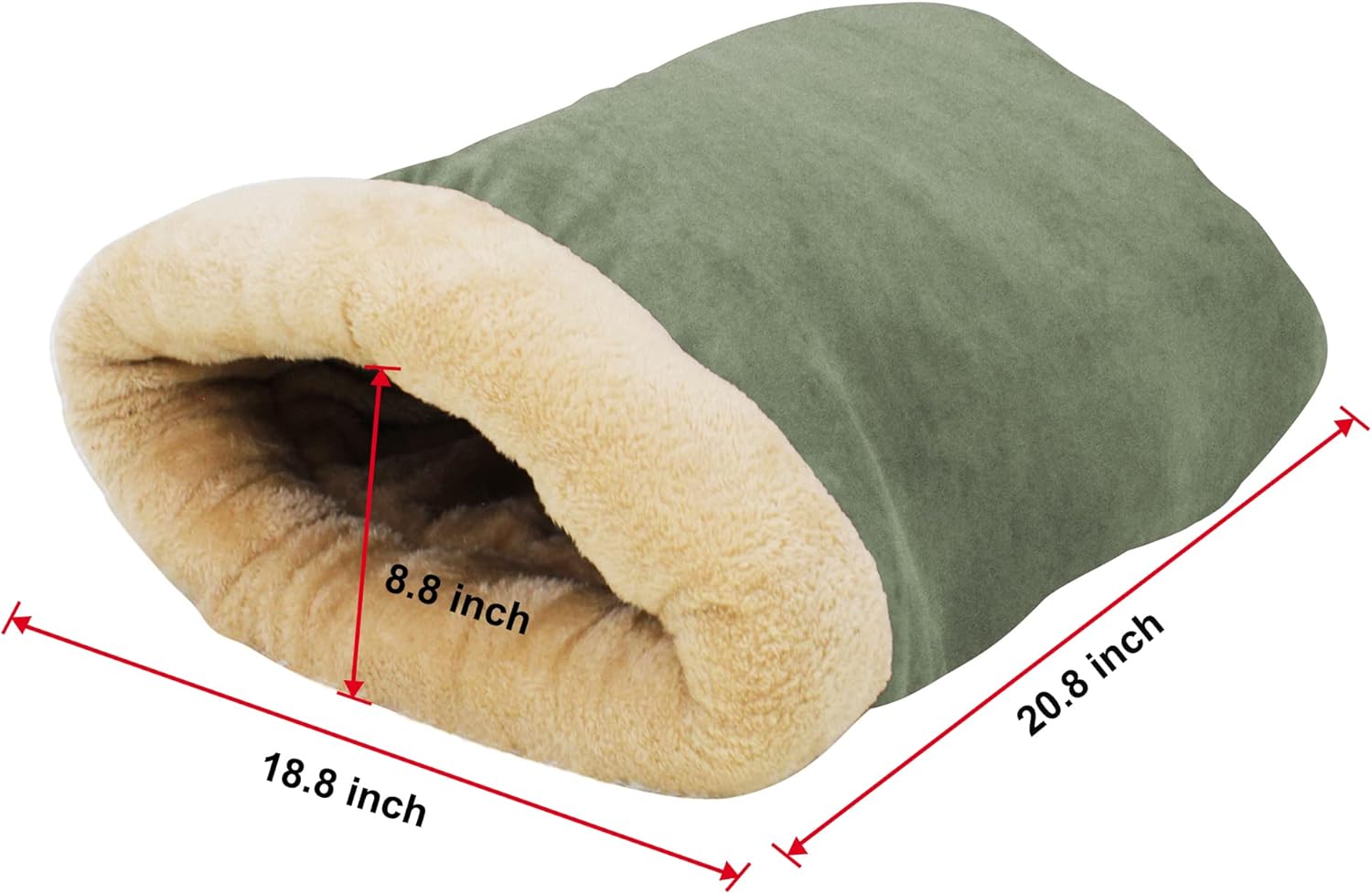 4 in 1 Self Warming Burrow Cat Bed, Pet Hideway Sleeping Cuddle Cave (Sage Green) - Image 4