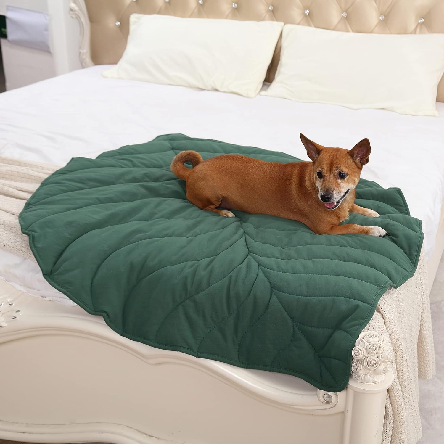 56x42 Inch Leaf Shaped Cotton Dog Blanket, Extra Large Pet Blanket for Small Medium Large Dogs, Machine Washable Puppy Mat for Couch Protection, Soft Plush Dog Bed for Furniture, Sofa, Floor - Image 7