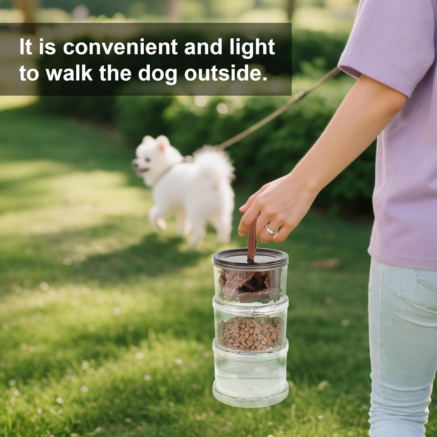 Travel Dog Food Container,Dog Food Container with Seal,Keep Food Dry,Easy to Carry with a Handle,Travel Dog Water Bowl,Essential Items for Walking Your Dog and Traveling - Image 5