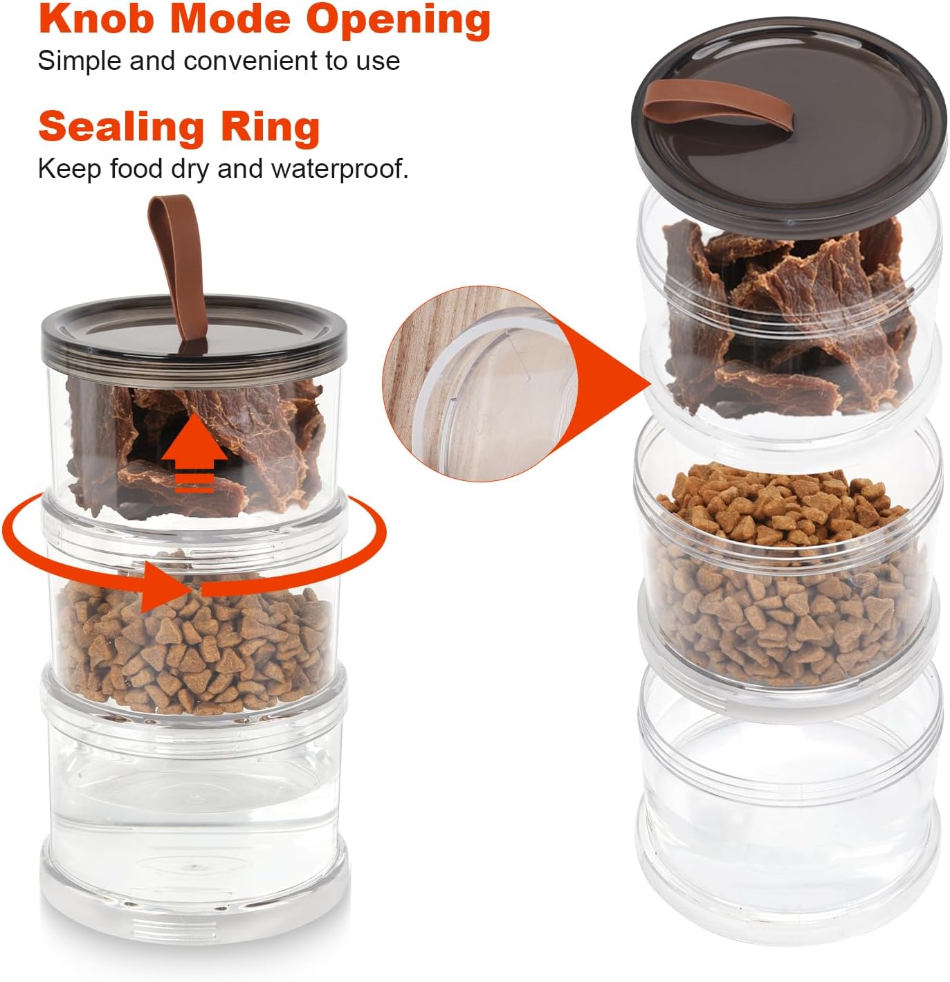 Travel Dog Food Container,Dog Food Container with Seal,Keep Food Dry,Easy to Carry with a Handle,Travel Dog Water Bowl,Essential Items for Walking Your Dog and Traveling - Image 3
