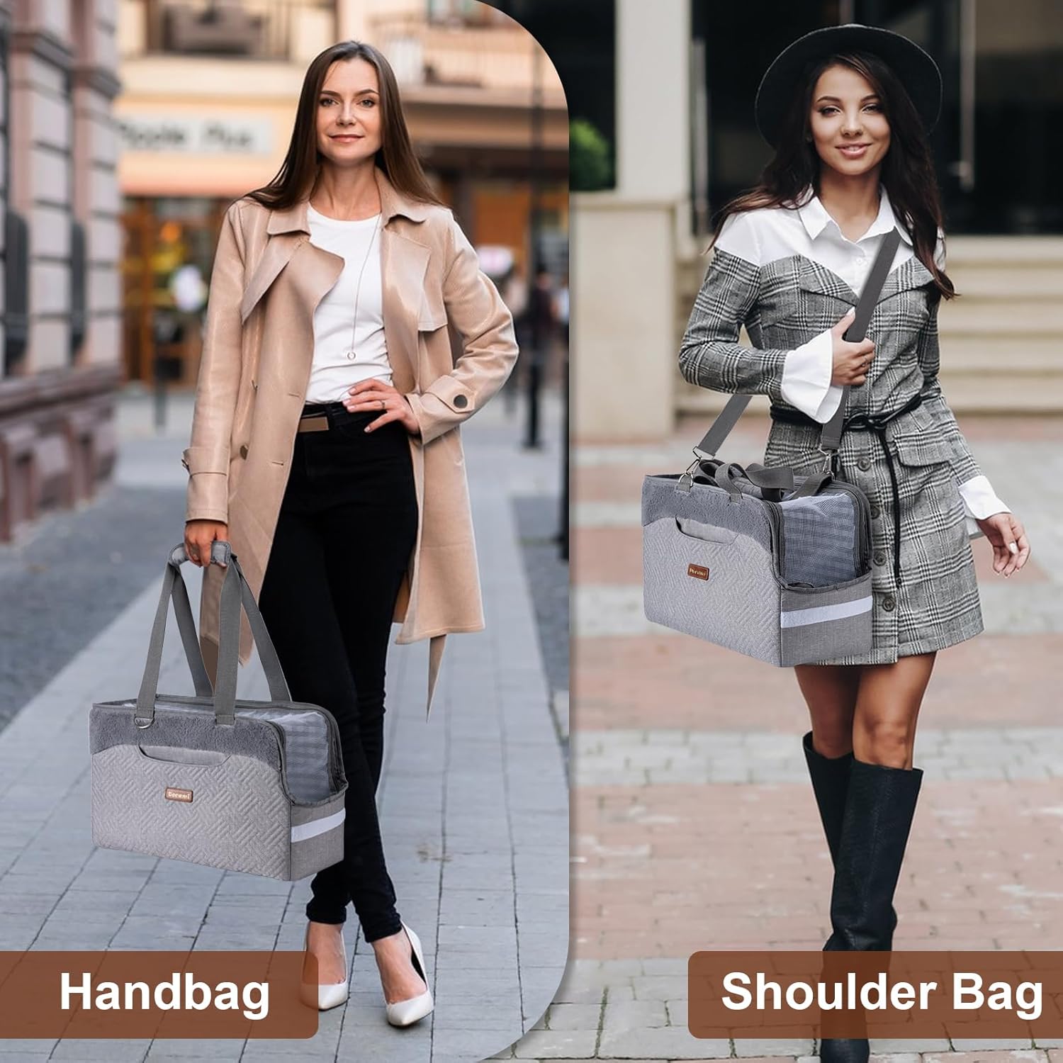 Cat Carrier Bag for Pets Up to 15 Lbs, Fully Open Mesh Roof, Side Vent & 3 Storage Pockets, Cat Dog Crate Travel Bag, Portable & Comfort Soft-Sided Dog Travel Bag, Grey - Image 7