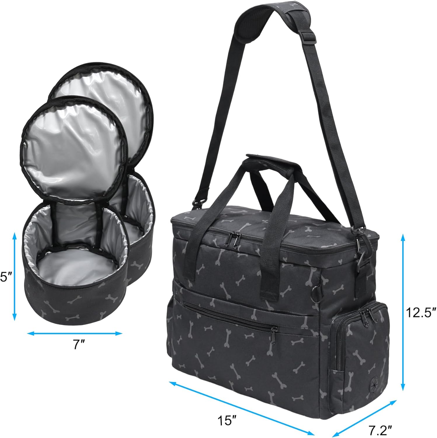 MYDAYS Dog Travel Bag, Pet Luggage Suitcase, Weekend Tote Carrier with Collapsible Bowl (Black1) - Image 7