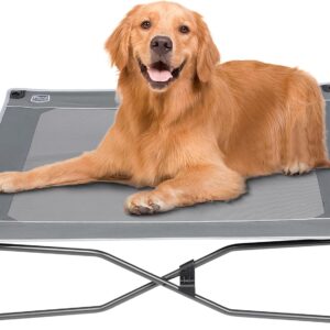 TIMBER RIDGE Outdoor Dog Bed, Cooling Elevated Dog Bed Portable Raised Dog Bed with Breathable Mesh, Dog Bed Foldable Dog Cot for Indoor & Outside, Grey
